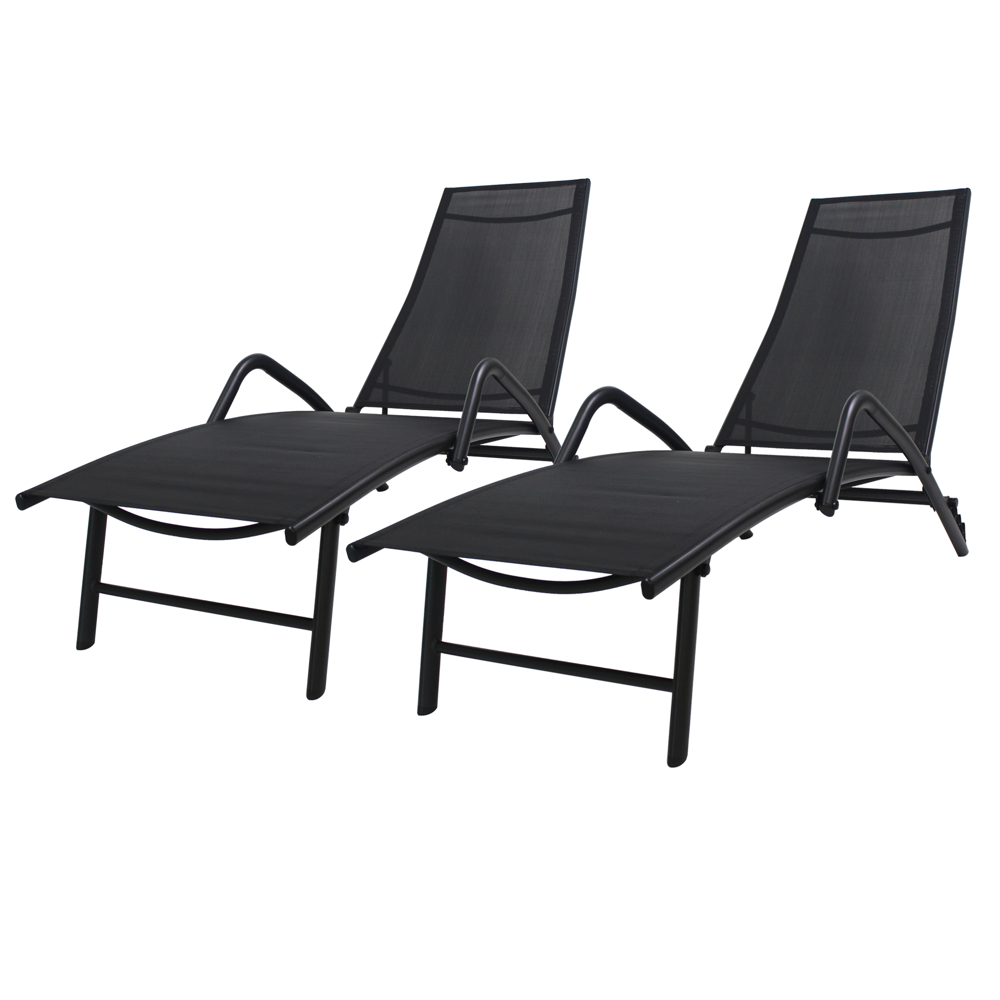 Set of 2 Chaise Lounge for Beach, Patio Furniture Outdoor Chaise Lounge Chair with Adjustable Back, Metal Reclining Lounge Chair for Backyard, Porch, Pool, L4555 - image 2 of 8