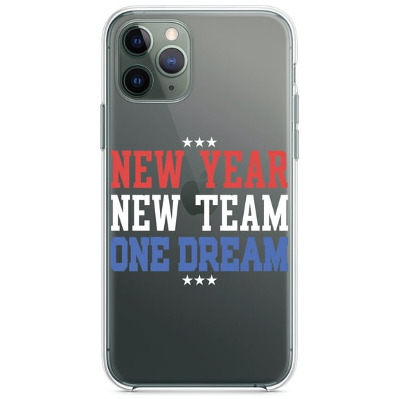 DistinctInk Clear Shockproof Hybrid Case for iPhone 11 Pro (5.8" Screen) - TPU Bumper Acrylic Back Tempered Glass Screen Protector - New Year New Team One Dream
