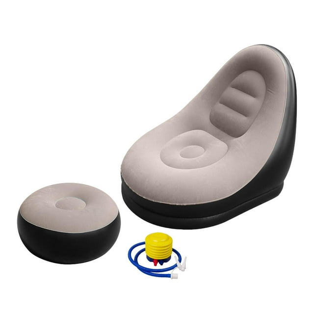 Sillón inflable con reposapiés, ligero, portátil y sencillo. Café