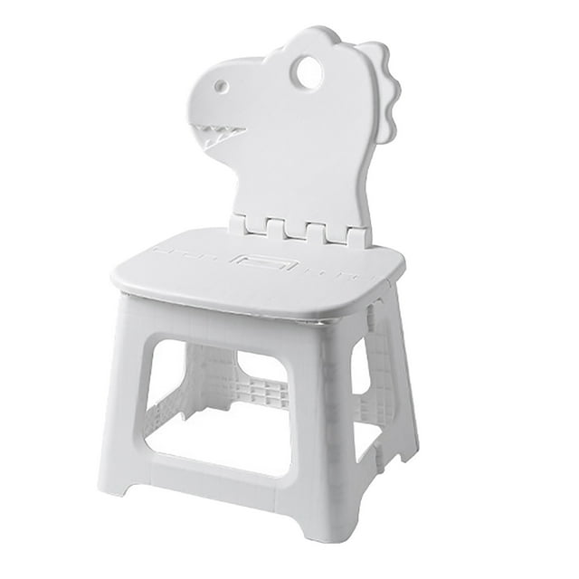 Kids Portable Folding Step Stool with Rabbit Ear Back Support Heavy Duty Toddler Chair Built In Handle for Home Use