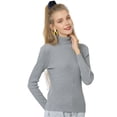 thumbnail image 2 of Ettsollp Women Tops High Collar Long Sleeve Slim Fit Elastic Knitting Tops Solid Color Pullover Tops Daily Wear, 2 of 8