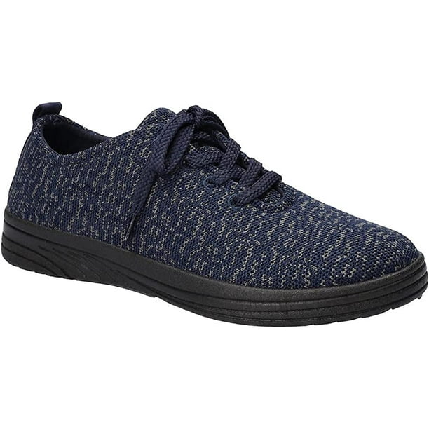 Easy Street Womens Command Lace Up Shoe Sneaker Navy Grey Knit