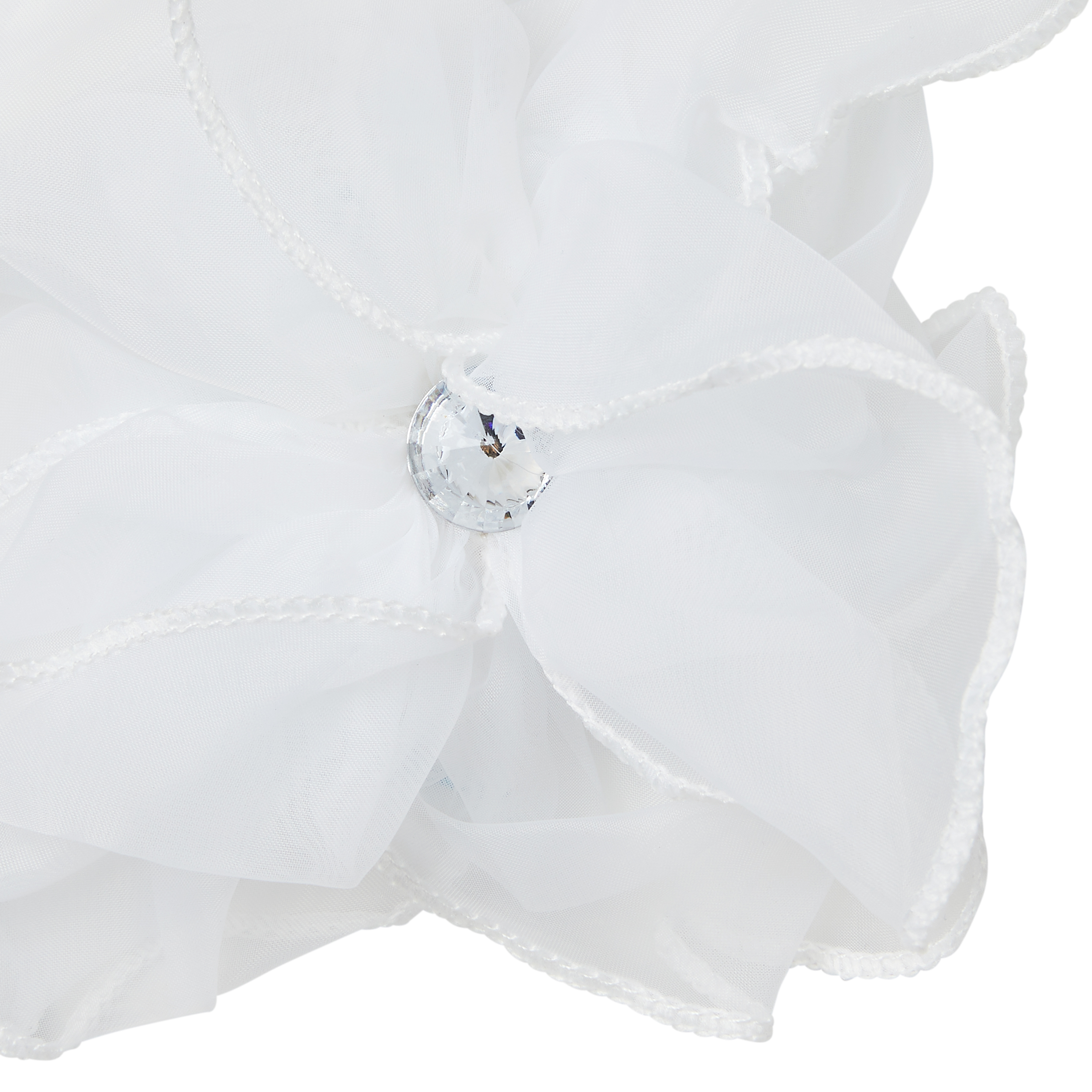Offray White Large Sheer With Gem Center Flower Embellishment, 1 Each