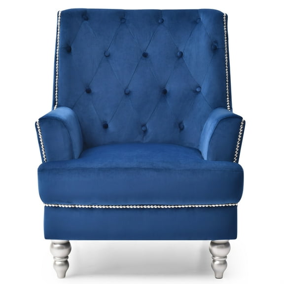 Passion Furniture Pamona Navy Blue Upholstered Accent Chair