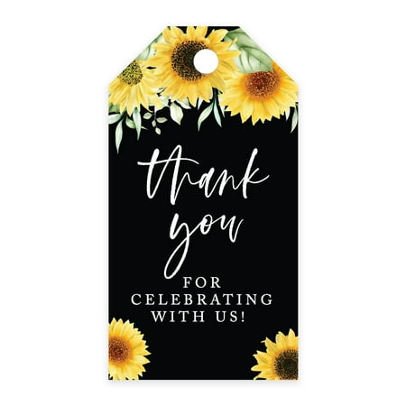 Koyal Wholesale Thank You For Celebrating With Us Favor Tags Sunflowers BlPkk BPkkground Cardstock Gift Tags 100-Pk