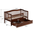thumbnail image 7 of SESSLIFE Wood Toddler Day Bed with 2 Pull-Out Drawers, Kid Bed Frame with Fence Railings, No Box Spring Needed, Solid Wood Slats Supported Daybed for Toddler (Espresso), 7 of 7