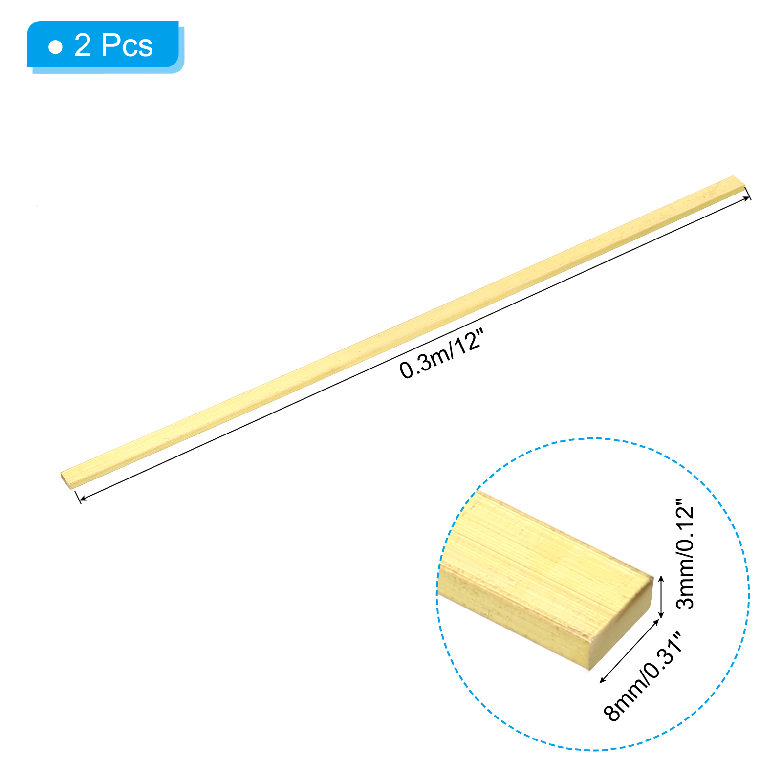 Unique Bargains Brass Square Bar, Solid Square Mill Stock for Crafts 1/8x5/16x12"