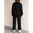 thumbnail image 3 of Women'S Sweatsuit 2 Piece Outfit, Plain Oversized Crewneck Sweatshirt and Sweatpants Set, Pullover Lounge Sets Black XL, 3 of 4