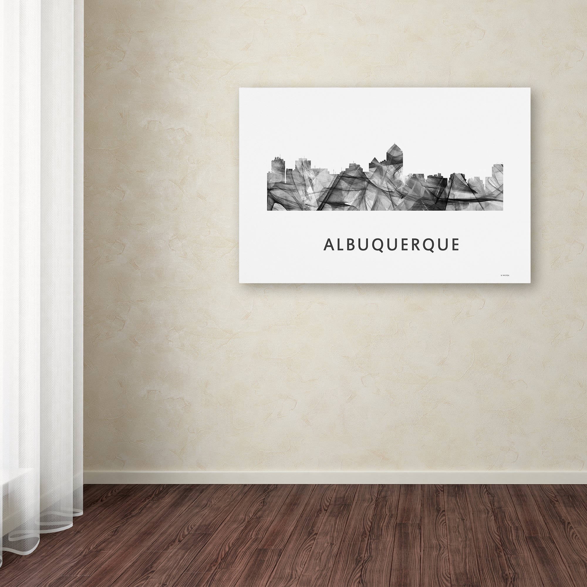 Trademark Fine Art 'Albuquerque New Mexico Skyline WB-BW' Canvas Art by Marlene Watson