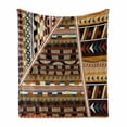 thumbnail image 1 of Tribal Soft Flannel Fleece Throw Blanket, Various Abstract Geometrical Motifs Folkloric American Culture Inspired Vintage Design, Cozy Plush for Indoor and Outdoor Use, 70" x 90", Brown, by Ambesonne, 1 of 6