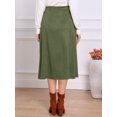 thumbnail image 3 of DARING DIVA Women's Casual A Line Faux Suede Midi Skirts Large Dark Green, 3 of 5