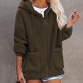 thumbnail image 2 of Gibobby Abrigo de Lana de Peluche para Mujer, Sudadera con Capucha para Mujer, cálida, de Forro Polar, Holgada, con Capucha, Prendas de Vestir(Verde,M), 2 of 5