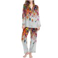 thumbnail image 2 of Puntoco Pijamas para mujer, moda informal para mujer, conjunto de pijama con solapa de manga larga y estampado navideño, conjunto de pijama informal con pantalón superior, 2 of 5