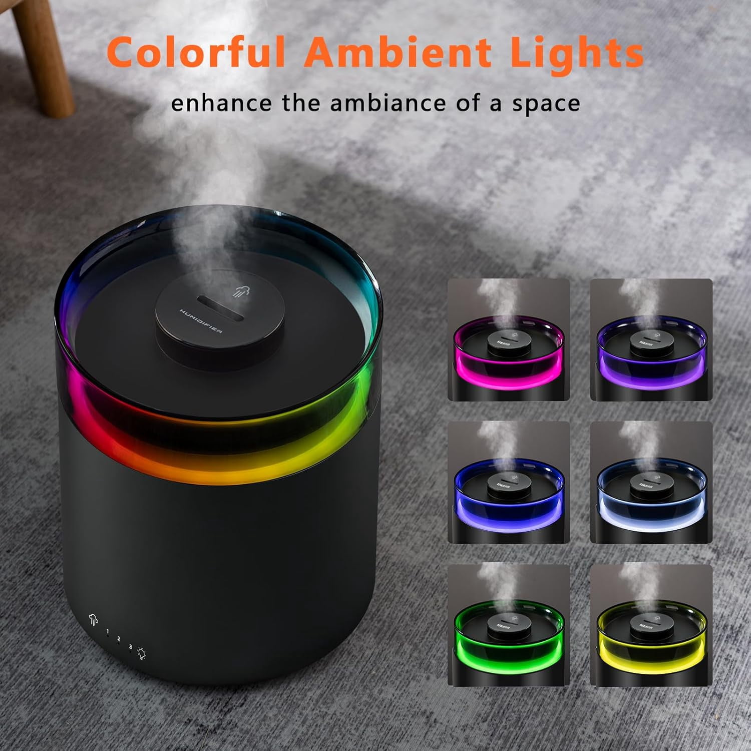 Humidifiers for Bedroom Home,3L Top Fill Cool Mist Humidifier for Baby Nursery,Essential Oil Diffuser for Large Room,3 in 1 uiet Ultrasonic Humidifier for,Office,Plant,Nursery,BPA (Black)