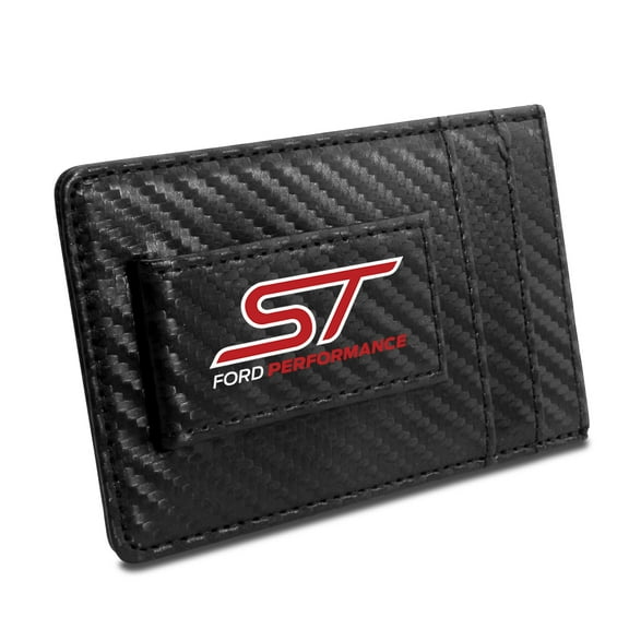 Ford Focus ST Black Carbon Fiber Leather Wallet RFID Block Card Case Money Clip