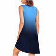 thumbnail image 5 of Sleepshirts for Women Soft Cotton New Women Gradient Print Nightgowns with Pockets Sleep Shirts Sleeveless Sleepwear Pleated Front Nightshirt Blue M, 5 of 7