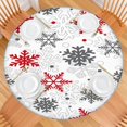thumbnail image 2 of White Christmas Snowflake Pattern Round Fitted Tablecloth with Elastic Edge,Dining Table Cover Waterproof,Outdoor Round Tablecloth for Camping,Dining,Indoor and Outdoor, 2 of 7
