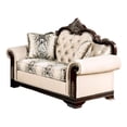 thumbnail image 2 of Catie 66 Inch Loveseat, Beige, Nailhead Trim, Cherry Brown Solid Wood, 2 of 7