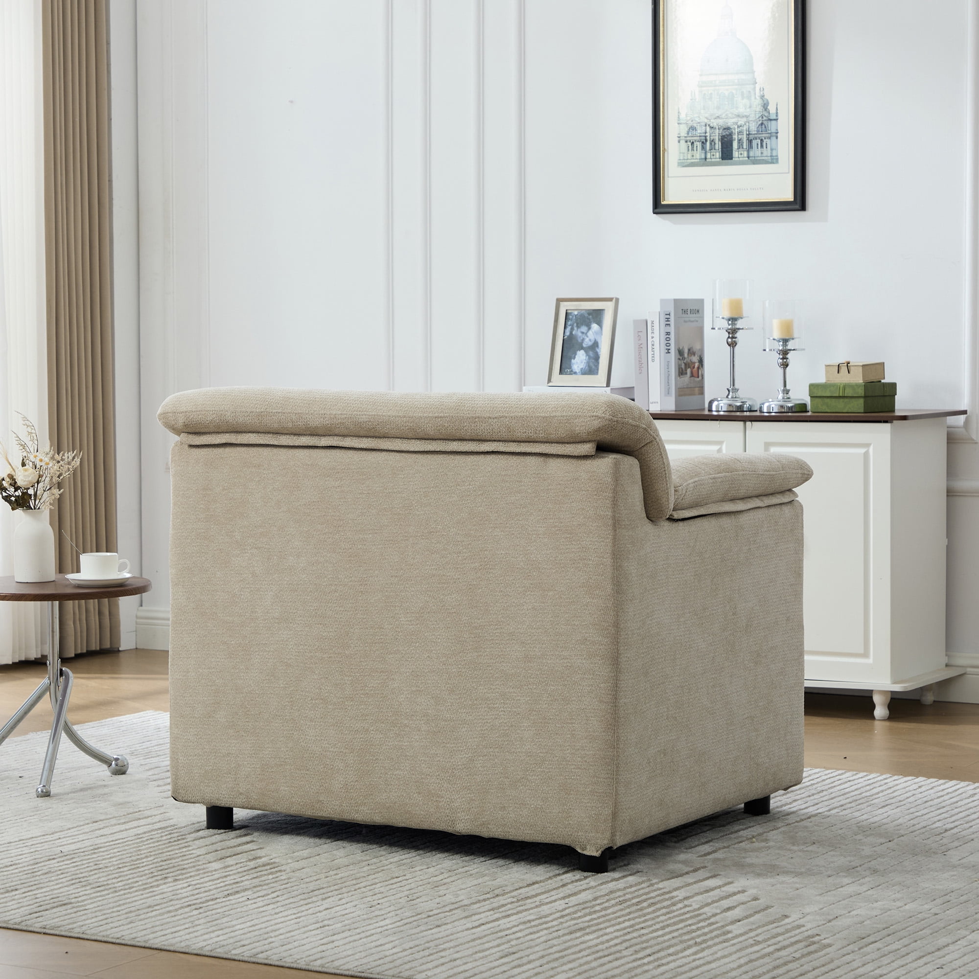 HOQBN 38" Oversized Accent Chair,Chenille Upholstered Living Room Chairs,Modern Arm Chair for Living Room, Bedroom,Wheat