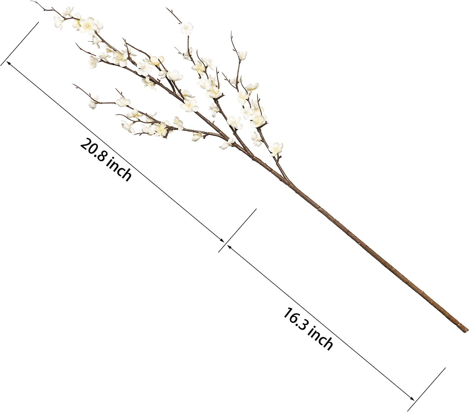Artificial Plum Blossom Fake Silk Cherry Blossom Branches Flowers,Faux Long Stems Wintersweets Arrangement for Wedding Home Office Bedroom Spring Party Decor(White)