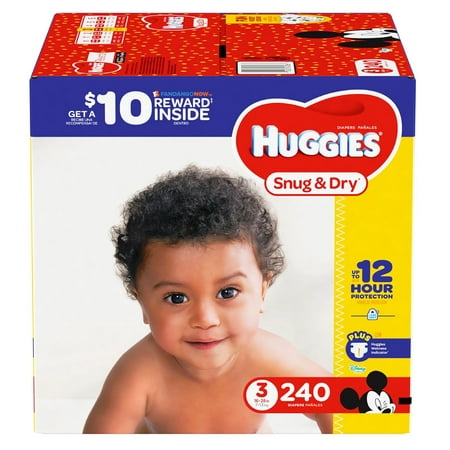 Huggies Snug & Dry Diapers Size 3 -240 ct. (16-28 lbs.) - Bulk Qty, Free Shipping - Comfortable, Soft, No leaking & Good nite
