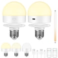 thumbnail image 1 of Foco LED E26, 2 Paquete Focos Recargables para Casa y Regulables con Control Remoto, Bombilla Foco Desmontable Magn&eacute;tica Inal&aacute;mbrica que Funciona con Pilas, 3 Temperaturas Color,, 1 of 8