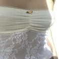 thumbnail image 4 of Women Ruched Tube Tops Strapless Lace Patchwork 3D Rosette Front Bandeau Tops, 4 of 6