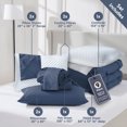 thumbnail image 2 of Virtu California King Comforter Set with Cooling Pillows and Pillow Shams, Bed In A Bag 9 Pc Pleated Bedding Set, Navy, 2 of 10