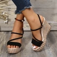 thumbnail image 5 of CAICJ98 Women'S Sandals Ladies Fashion Summer Solid Color Leather Open Toe Buckle Thick Sole Sandals,Black, 5 of 5