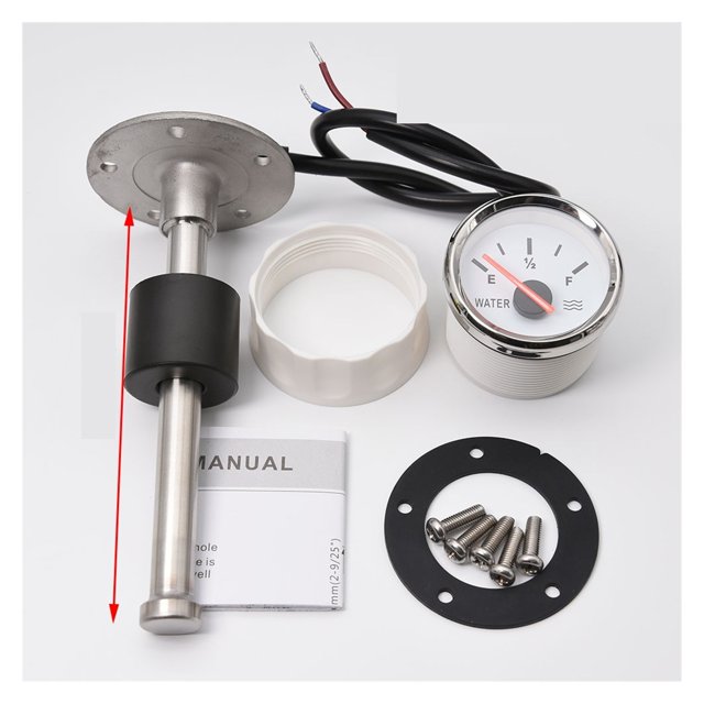 52mm Water Level Gauge With Water Level Sensor 0-190ohm Water Tank Level Meter Sender Unit Sensor For Car Boat ,Easy to Install