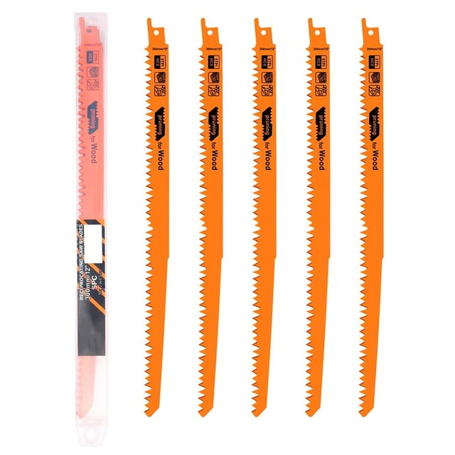 5Pcs 11.8 Inch Reciprocating Saw Blade Set High Carbon Steel Assorted Pruning Saw Blade Sharp High Precision Cutting Saw Blades