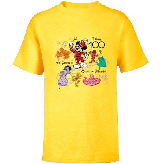 Disney 100 Years of Music and Wonder Color Fill Tunes D100 - Short Sleeve T-Shirt for Kids - Customized-Yellow