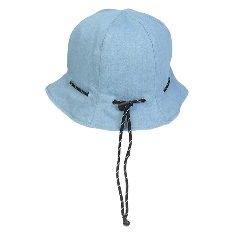 PMUYBHF Fall Hat Bucket Sun for Denim Double-Sided Hat Color Hats Drawstring Solid Women\'s Women Trucker Hat Fisherman Denim