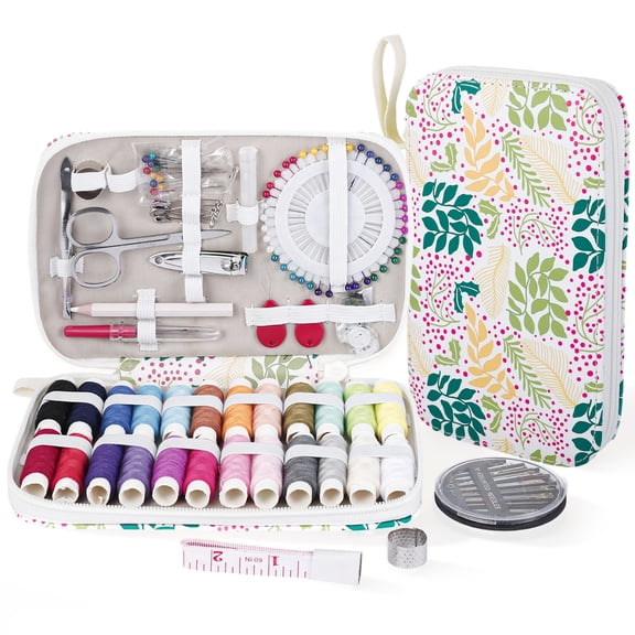 Armscye 130 Pcs Sewing Kit with Case, Small Mini Needle and Thread Kit, Sewing Supplies Accessories for Adults Beginners, Portable Travel Hand Sewing Kit with 24 colored Thread, 30 Needles and More