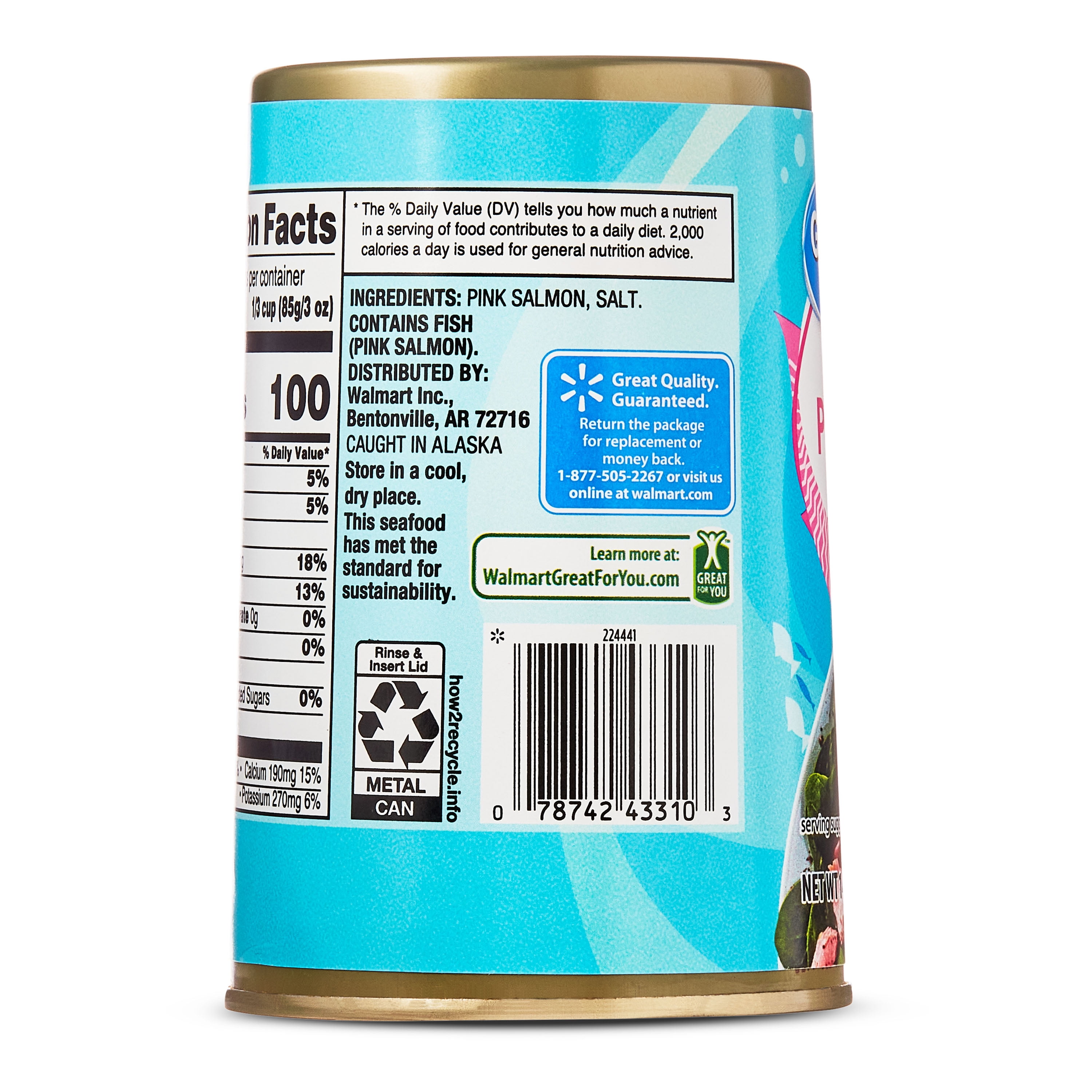 Great Value Alaskan Pink Salmon, 14.75 oz