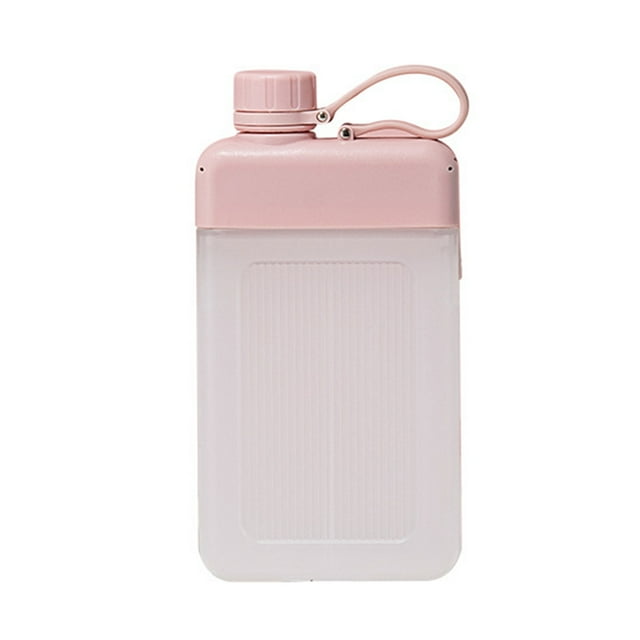 CSChome Bouilloire de Sport 450ml Bouteille de Sport Résistante à la Chaleur, Étanche, Anti-Chute, Transparente, Créative, Carrée, Plate, pour Sports Extérieurs