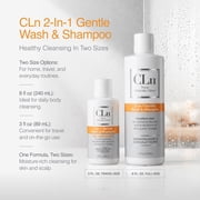 CLn 2-in-1 Gentle Wash & Shampoo, 8 fl oz, Hydrating Body Wash & Clarifying Shampoo for Sensitive Skin
