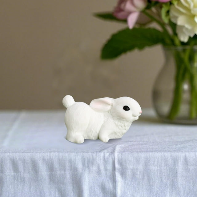 Realistic Resin Rabbit Micro Ornament - Durable, Weather-Resistant - for Miniature Gardens, Terrariums, Fairy Decor