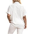 thumbnail image 4 of Diufon Plus Size Shirts for Women Striped Collared Short Sleeve Button Down Summer Tees Dressy Casual Tops, 4 of 9