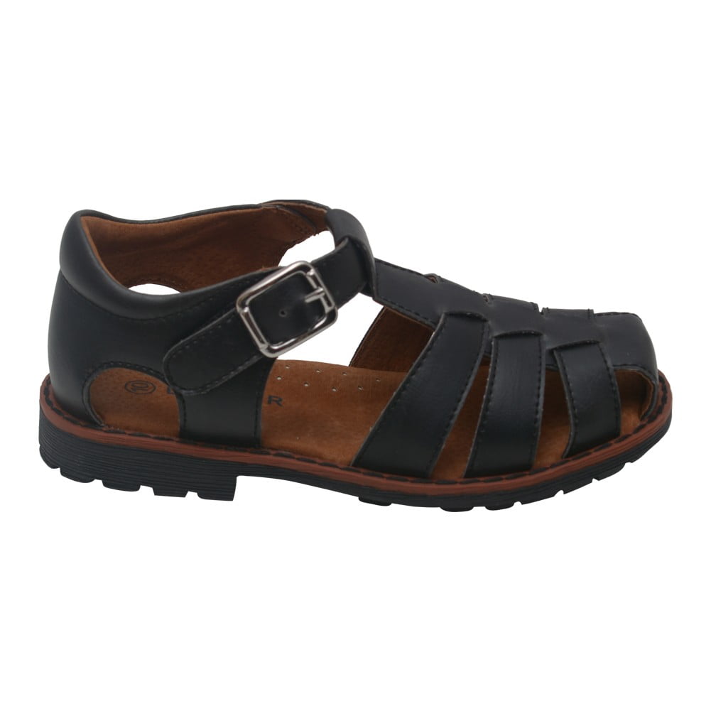 boys black leather sandals