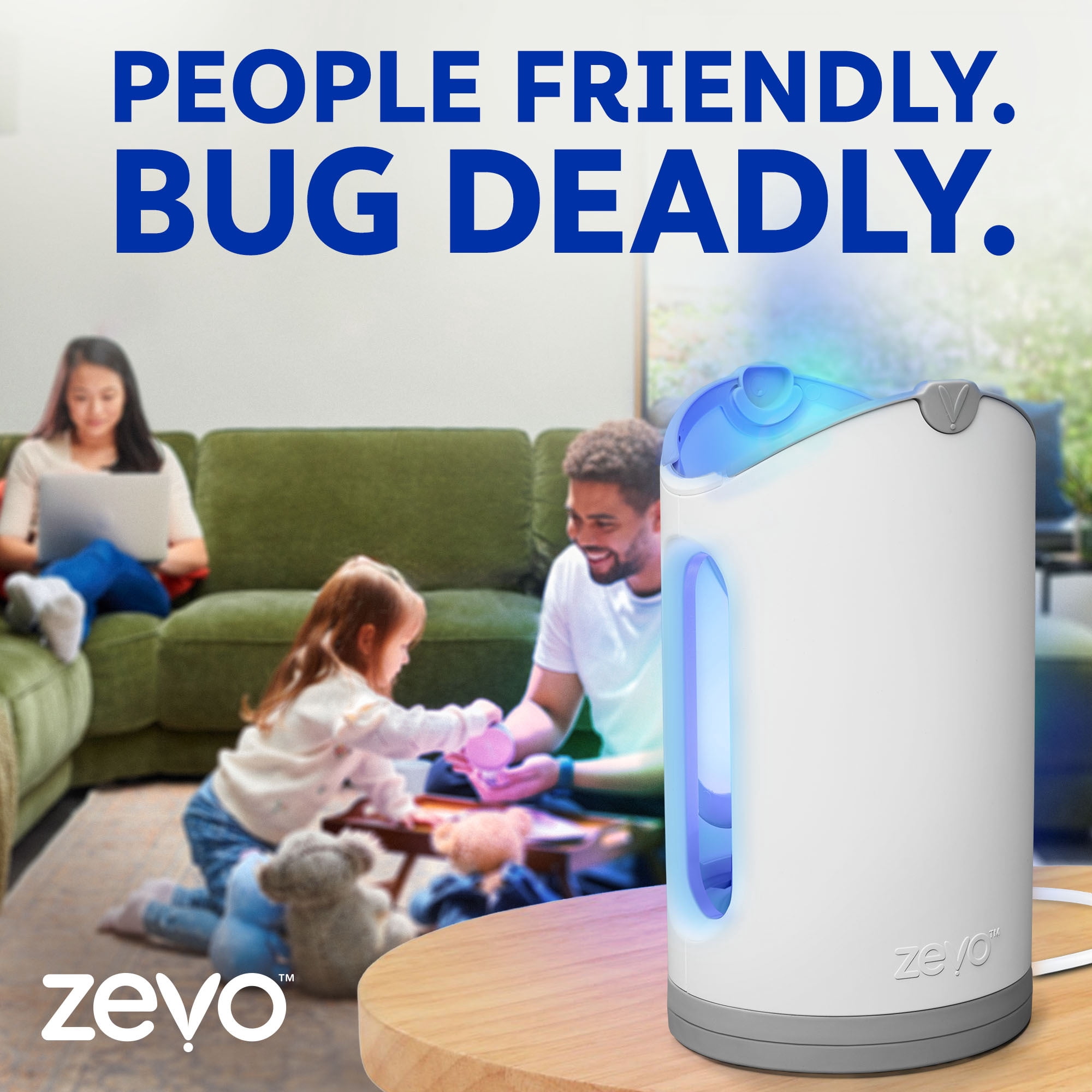 Zevo Max Flying Insect Indoor Fly Trap: Easy, Mess-Free Solution - Light Trap Catches & Kills House Flies, Fruit Flies, Gnats, & More (1 Plug in Device & 4 Cartridges)