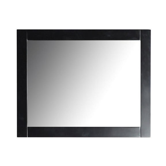 Bellaterra Home 30" Rectangle Wood Frame Mirror in Matte Black Finish