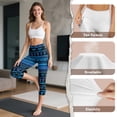 thumbnail image 7 of SCRAWLGOD Christmas Bow Snowflake Print Blue Black Women's Workout Capri Leggings with Pockets, Stretch Breathable Squat Proof Yoga Pants Leggings, High Waisted Athletic Crop Yoga, L, 7 of 7