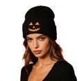 thumbnail image 2 of Jamicy Women's Beanies Hats Fashion Embroidered Pumpkin Knitted Beanie Hat Winter Thick Warm Soft Cute Hat for Winter Fall, 2 of 5