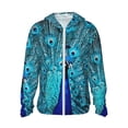 thumbnail image 1 of Fotbe Beau Paon Bleu Veste de Protection Solaire UPF 50+ pour Hommes et Femmes avec Capuche et Poches Randonnée Performance Extérieure-Moyenne, 1 of 7