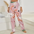 thumbnail image 3 of Flamingo Floral Pattern Winter Female Pants Flannel High Waist Women Pants Lady Warm Straight Leg Plush Trousers, 3 of 7