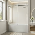 thumbnail image 2 of 56–60" W × 60" H Fully Frameless Sliding Bathtub Door, 5/16" (8 mm) Tempered Glass with Explosion-Proof Film, Chrome Finish, 2 of 10