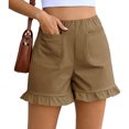 thumbnail image 2 of High Waist Women Straight Leg Ruffle Shorts Dressy Bottom, 2 of 6