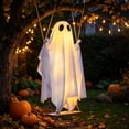 thumbnail image 3 of AYktou Halloween Swinging Ghost Decor, Hanging Ghost Halloween Decor with LED Light, Hanging Fabric Ghost Ornament Indoor Outdoor Tree Yard Porch Spooky Holiday Decor, No Remote control, 3 of 6