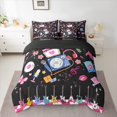 thumbnail image 2 of Manfei Cartoon Girls Music 7pcs Bedding Comforter Set,Musical Instruments Guitar Queen Bedding Sets,Microphone Headphone Record Queen Sheet Sets For Kids Girl,Breathable Home Decor Reversible, 2 of 8